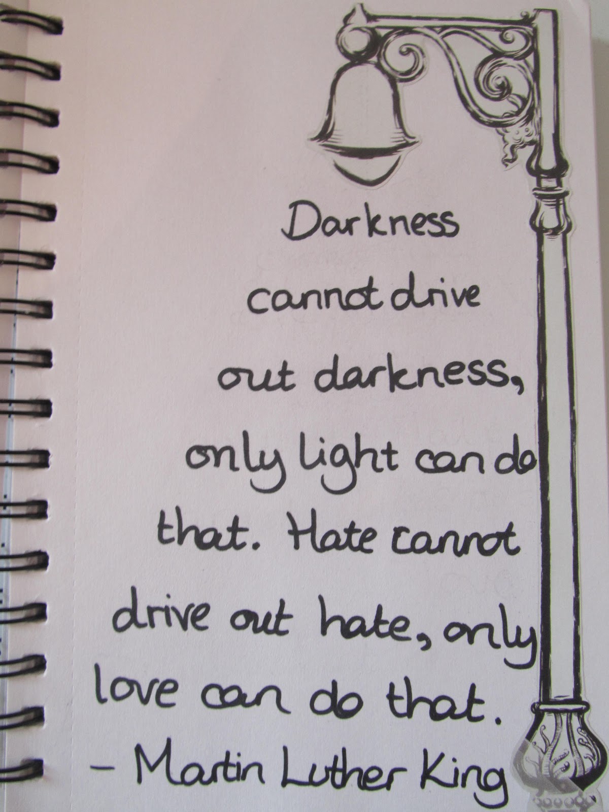 martin luther king quote darkness light hate love lamp post nikki joy art journal